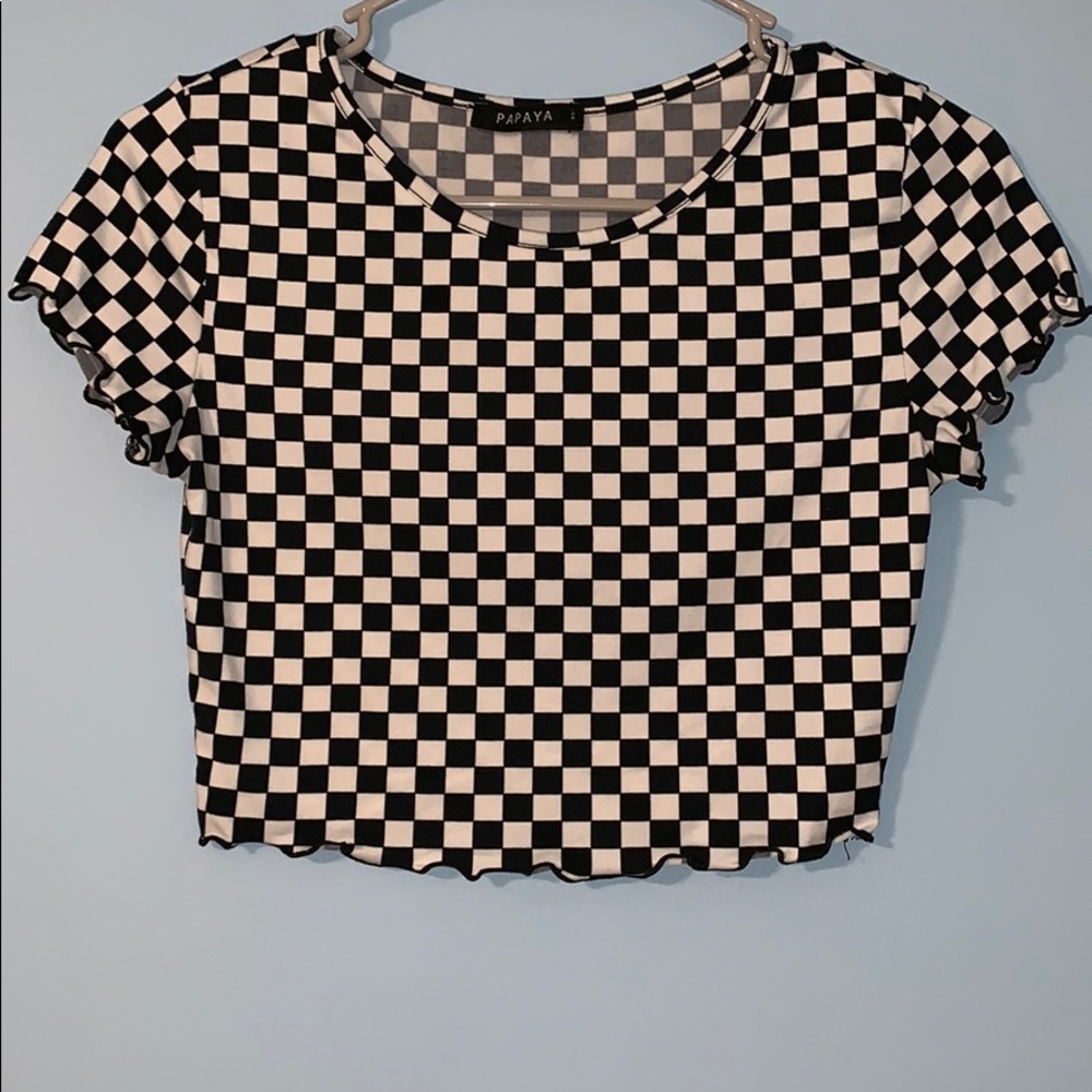 Checkered Print Crop Top